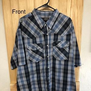 Men's Navy and Blue Plaid Shirt